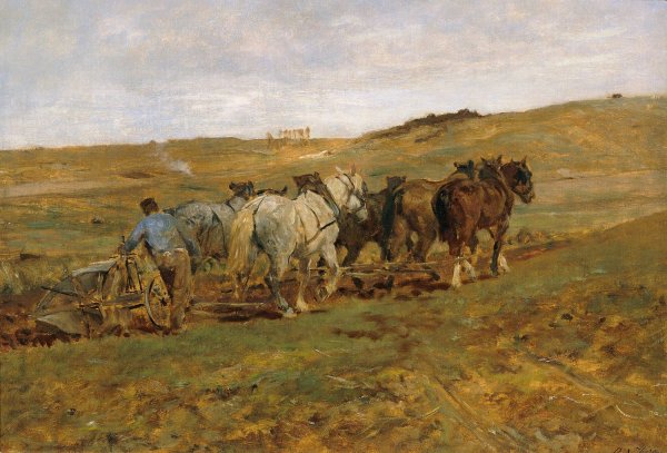Pflugender Bauer by Otto Von Thoren - Hand-Painted Oil Painting Reproduction