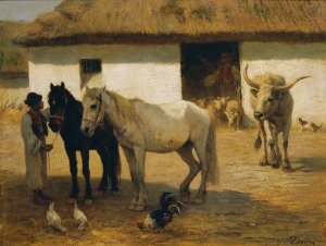 Ungarischer Bauernhof by Otto Von Thoren Oil Painting