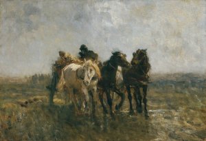 Ungarisches Fuhrwerk by Otto Von Thoren Oil Painting