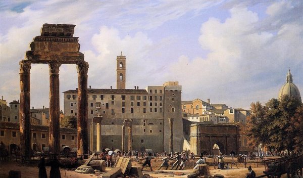 The Prisoners' Excavation of the Roman Forum by Otto Wagner - Hand-Painted Oil Painting Reproduction