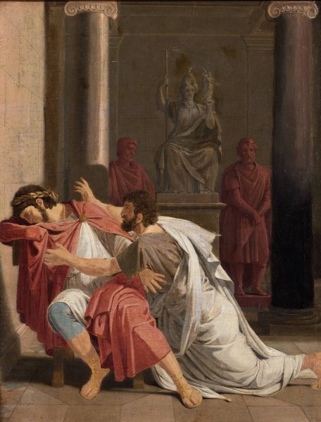 Burrhus, Nero's Tutor, Prostrating Himself before his Sovereign Lord  by Otto Wallgren - Hand-Painted Oil Painting Reproduction