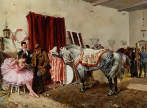 At The Circus by Ottokar Walter Oil Painting
