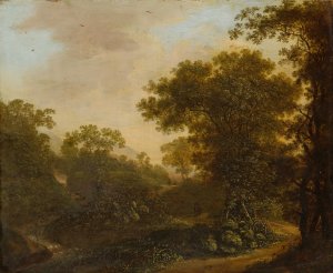 Landscape with Path in the Woods by Ottomar Hackius Oil Painting
