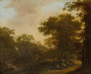 Landscape with Path in the Woods by Ottomar Hackius Oil Painting