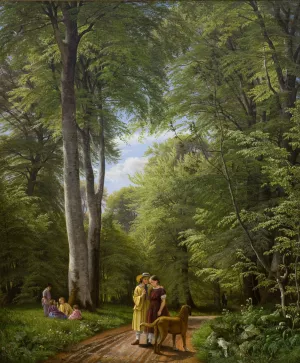 A Beech Wood in May near Iselingen Manor, Zealand by P. C. Skovgaard Oil Painting