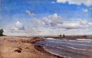 Beach at Hellebaek Oil painting by P. C. Skovgaard