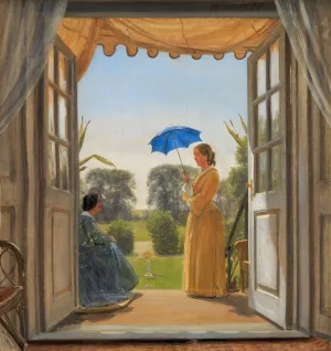 Caroline Dalgas og Jeanina Stampe pa Nyso havetrappe by P. C. Skovgaard Oil Painting