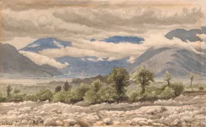 Italiensk bjerglandskab i overskyet vejr by P. C. Skovgaard Oil Painting