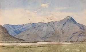 Italiensk landskab med en flod og bjerge by P. C. Skovgaard Oil Painting