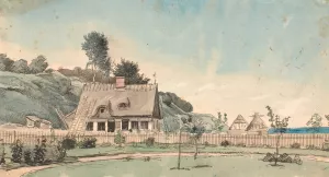 Kystlandskab med strataekte huse by P. C. Skovgaard Oil Painting
