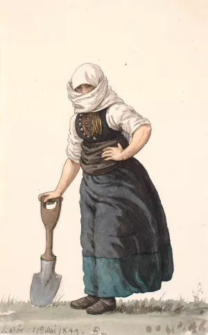 Laessoe bondepige i hverdagsdragt by P. C. Skovgaard Oil Painting