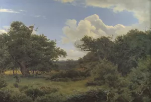 Oak Trees in Nordskoven near Jaegerspris, Zealand by P. C. Skovgaard Oil Painting