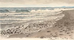 Strandbred med udsigt over Kattegat mod Kullen by P. C. Skovgaard Oil Painting