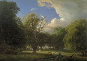 Summer Afternoon with a Passing Shower. The Deer Park in Jaegersborg North of Copenhagen by P. C. Skovgaard Oil Painting