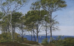 View Through Beech Trees Across a Fiord Oil painting by P. C. Skovgaard