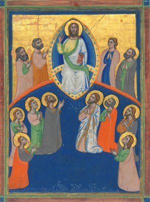 Christ in Majesty with Twelve Apostles by Pacino Di Bonaguida Oil Painting