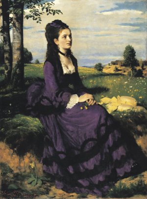 Lady in Violet by Pal Szinyei Merse Oil Painting