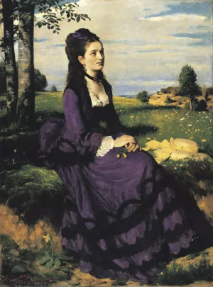 Lady in Violet by Pal Szinyei Merse Oil Painting