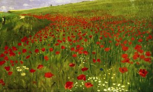 Meadow with Poppies by Pal Szinyei Merse Oil Painting