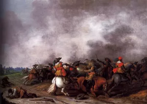 Cavalry Battle by Palamedes Palamedesz Oil Painting