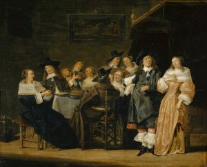 Company at Table by Palamedes Palamedesz Oil Painting