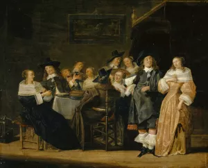 Company at Table by Palamedes Palamedesz Oil Painting