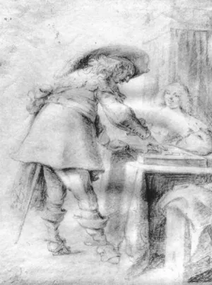 Couple Playing Trictrac by Palamedes Palamedesz Oil Painting