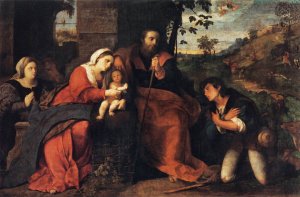 Adoration of the Shepherds with a Doonor by Palma Vecchio Oil Painting