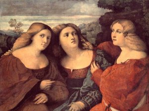 The Three Sisters Detail by Palma Vecchio Oil Painting