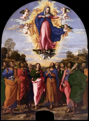 Assumption of Mary by Palma Vecchio Oil Painting