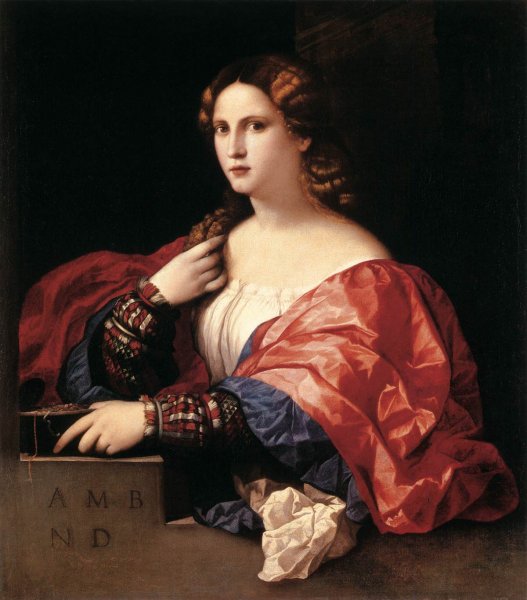 Main Product Photo of Portrait of a Woman La Bella Painting by Palma Vecchio