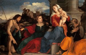 Sacred Conversation by Palma Vecchio Oil Painting