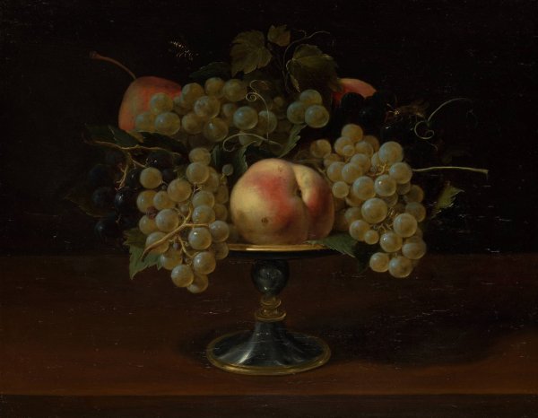 Main Product Photo of Still Life of Grapes and Peaches  Painting by Panfilo Nuvolone