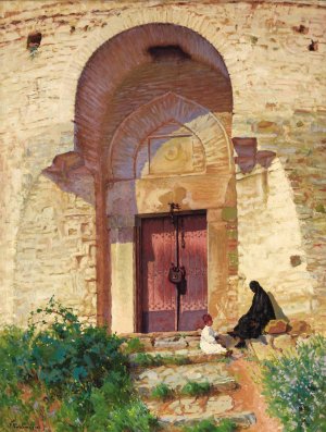 Entrance to the Mosque by Panos Terlemezian Oil Painting