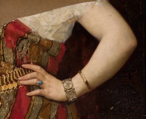 Fragment of the portrait of Matylda Godebska - hand by Pantaleon Szyndler Oil Painting