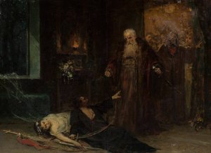 Murder scene by Pantaleon Szyndler Oil Painting