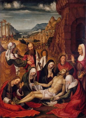 Mourning over the Dead Body of Christ by Paolo Da San Leocadio Oil Painting