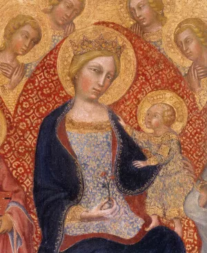 Virgin and Child Enthroned Detail by Paolo Di Giovanni Fei - Oil Painting Reproduction
