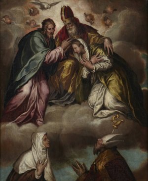 Coronation of the Virgin by Paolo Farinati Oil Painting
