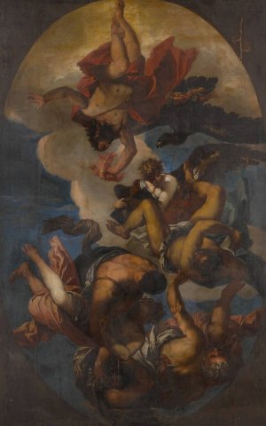 Jupiter throwing thunderbolts at the vices by Paolo Veronese (Follower) Oil Painting