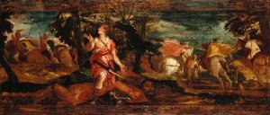 David Victorious over Goliath Oil painting by Paolo Veronese