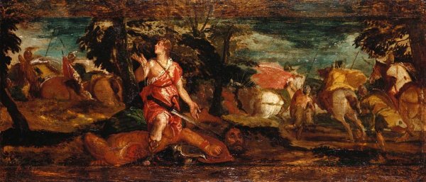 David Victorious over Goliath by Paolo Veronese - Hand-Painted Oil Painting Reproduction