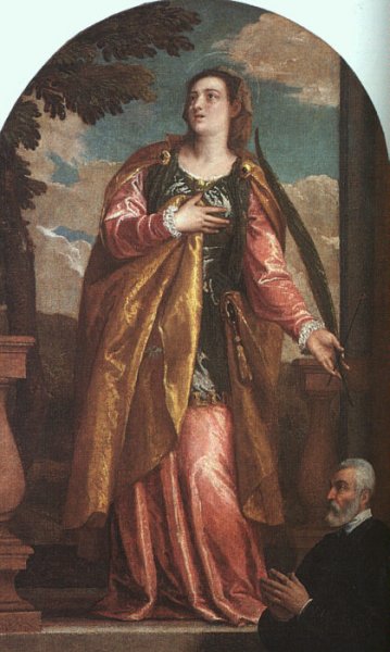 St. Lucy and a Donor by Paolo Veronese - Hand-Painted Oil Painting Reproduction