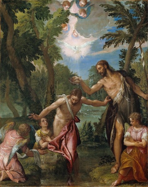 The Baptism of Christ  by Paolo Veronese - Hand-Painted Oil Painting Reproduction