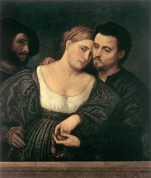 The Venetian Lovers by Paris Bordone - Hand-Painted Oil Painting Reproduction