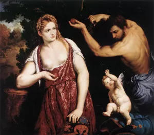 Venus and Mars with Cupid by Paris Bordone - Oil Painting Reproduction