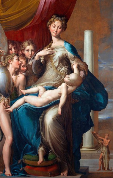 Madonna and Child with Angels  by Parmigianino - Hand-Painted Oil Painting Reproduction