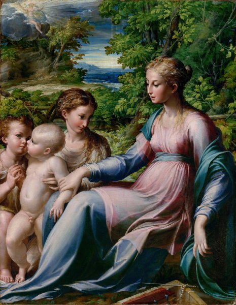 Virgin and Child with Saint John the Baptist and Mary Magdalene  by Parmigianino - Hand-Painted Oil Painting Reproduction