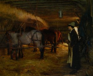 A Stable by Pascal-Adolphe-Jean Dagnan-Bouveret Oil Painting