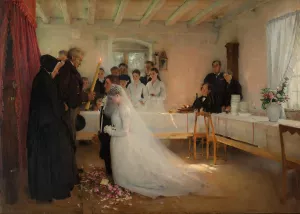 Blessing of the Young Couple Before Marriage by Pascal-Adolphe-Jean Dagnan-Bouveret Oil Painting